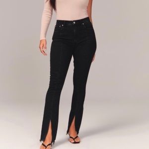 ABERCROMBIE Curve Love The Skinny High Rise Jean Black Split-Hem Size 28 / 6xs